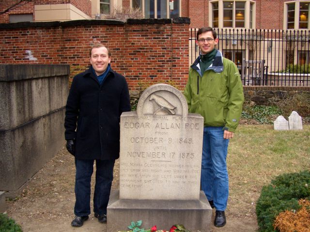Rob and Evan at Poe's Grave